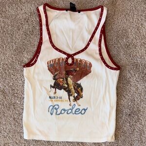 Y2K Rodeo Graphic Tank Top Size M Western Cowboy Aesthetic Trendy